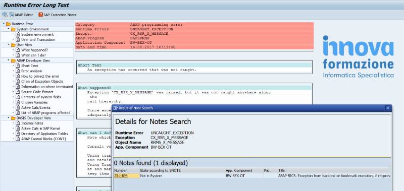 Errori DUMP in SAP
