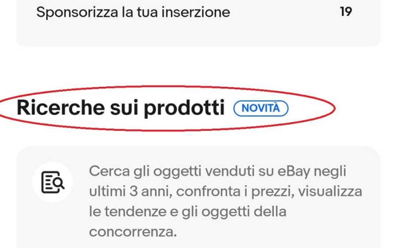eBay ricerca prodotti app